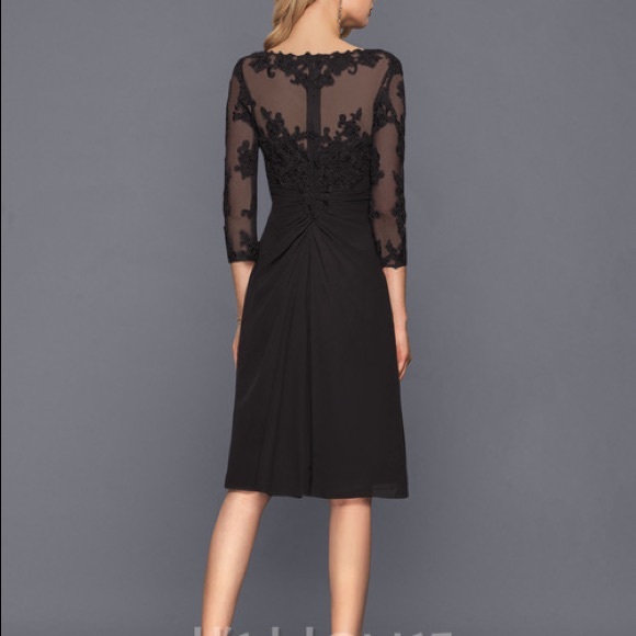 Women’s size 10. Black Dressy wedding cocktail dress . Chiffon ruching at waist. - Picture 2 of 7